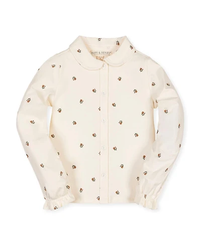 Hope & Henry Little and Big Girls' Xxs - L Organic Peter Pan Collar Knit Top