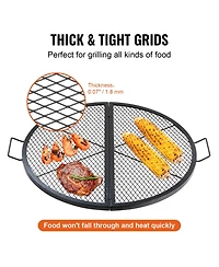 Vevor 36" Foldable Round Cooking Fire Pit Grill Grate X-Marks Heavy-Duty Steel
