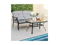 Boyel Living Outdoor Loveseat Chair Set with Coffee Table and Seat Back Cushions
