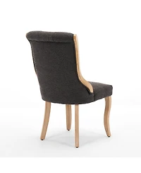 Flynama Set of 2 Snow Velvet Mid-Century Dining Chairs, Curved Solid Wood Trim and Sculpted Leg Accent Chairs