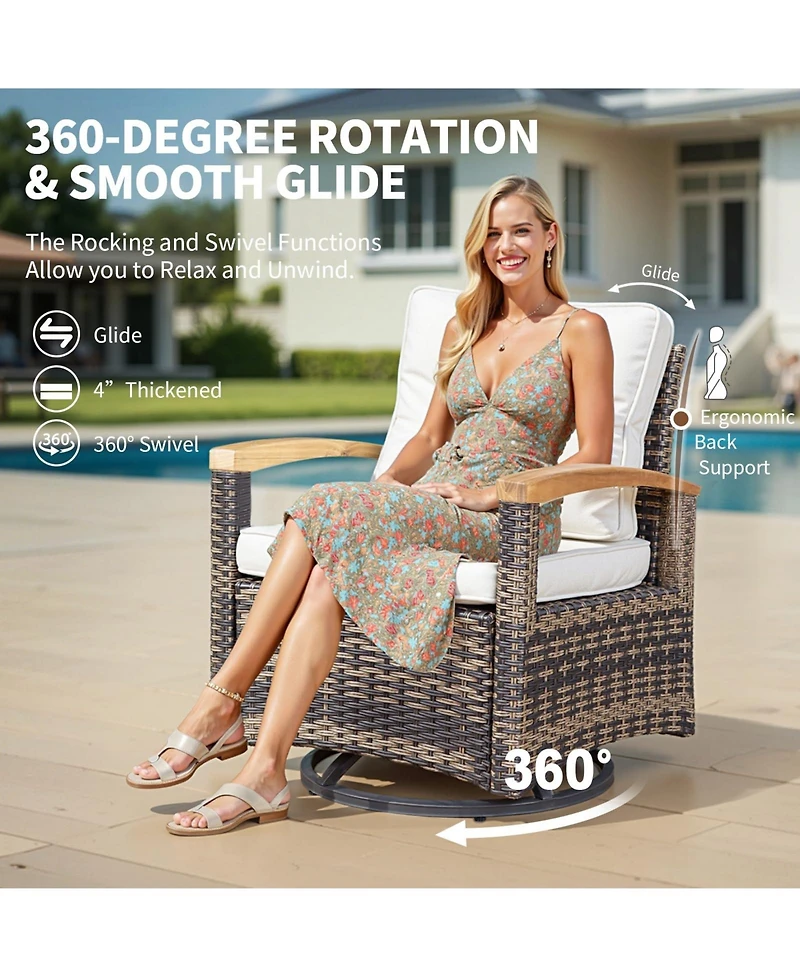 Decksplore 3 Piece Outdoor Swivel Rocker Bistro Set Patio Furniture with 360degrees Glide Chairs