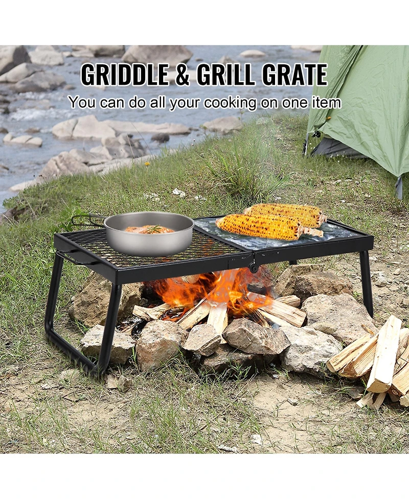 Vevor Folding Campfire Grill Portable Camping Fire Pit Steel Outdoor Bbq Picnic