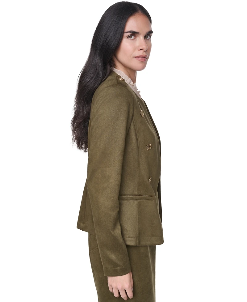 Tommy Hilfiger Women's Suede Collarless Band Jacket