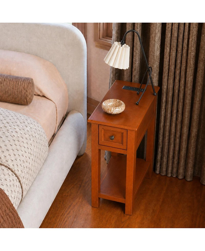 Streamdale Furniture Mission Wood End Table with Drawer and Shelf