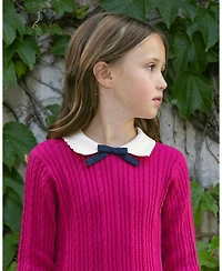 Hope & Henry Little Girls 6-12 Organic Collared French Cable Sweater Dress