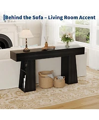 gaomon 63" Entryway Table, Console Table for Entryway, Wood Sofa with Hidden Side Storage, Modern Hallway Living Room, Foyer
