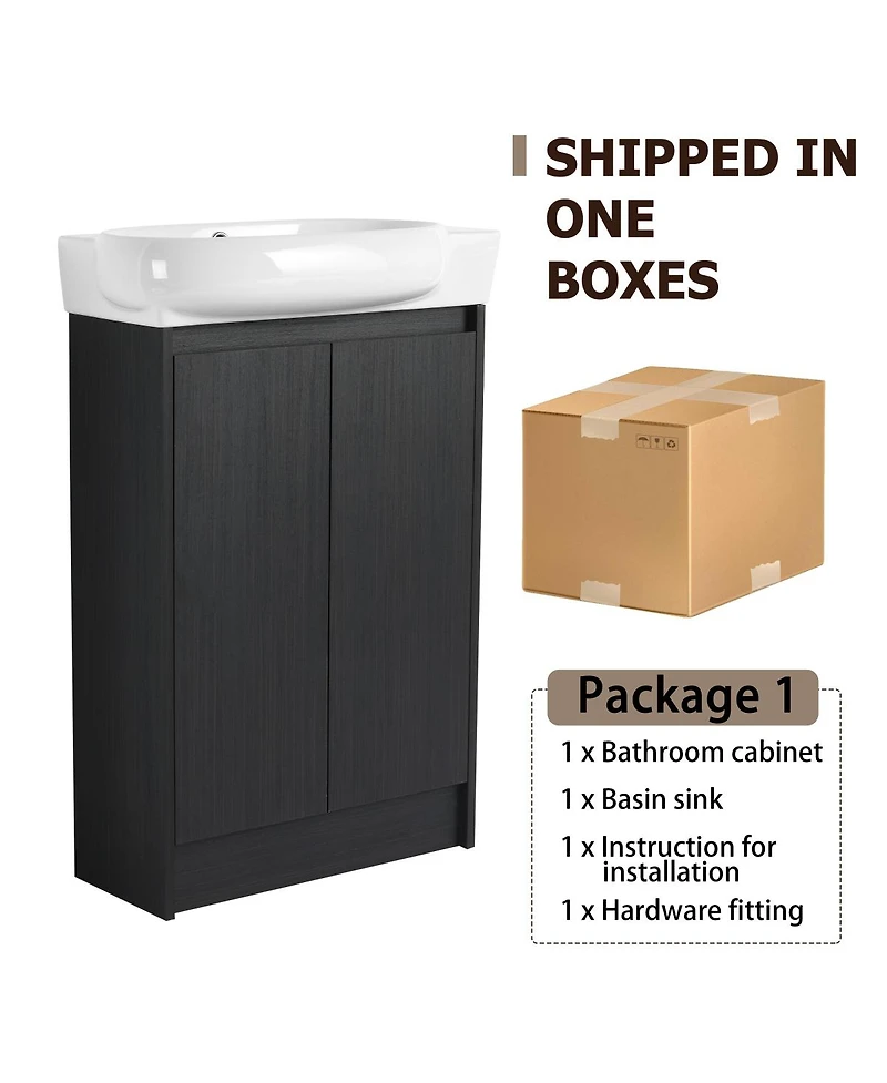 Sillysis 23" Freestanding Bathroom Vanity with Sink, Modern Soft Close Doors, Adjustable Storage Shelf for Small Spaces