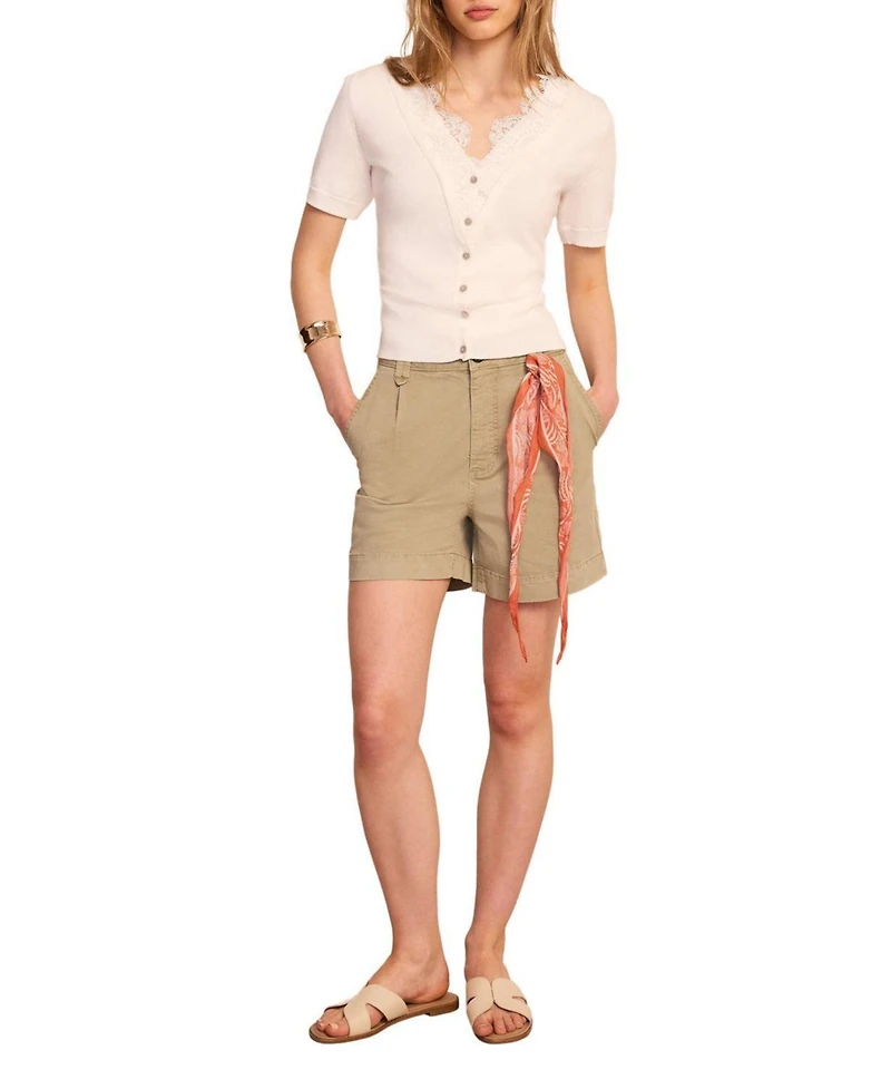 Mint Velvet Women's Cotton Lace Trim Top