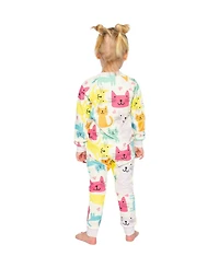 Deux par Deux Little Girls 6-12 Cotton One Piece Pajamas Cat Print