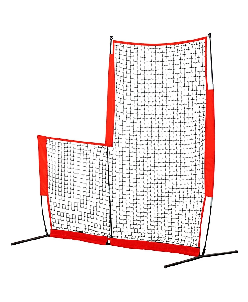 Hongge L-Screen Baseball Safety Net 7 x 7 ft Portable Pitching Screen with Ground Stakes and Carry Bag