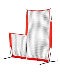 Hongge L-Screen Baseball Safety Net 7 x 7 ft Portable Pitching Screen with Ground Stakes and Carry Bag