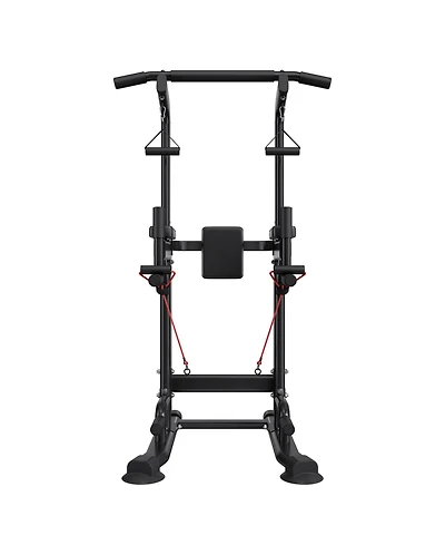 Hongge Free Standing Power Tower Dip Station with 12-Level Height and Butterfly Arm Rated to 330 lbs