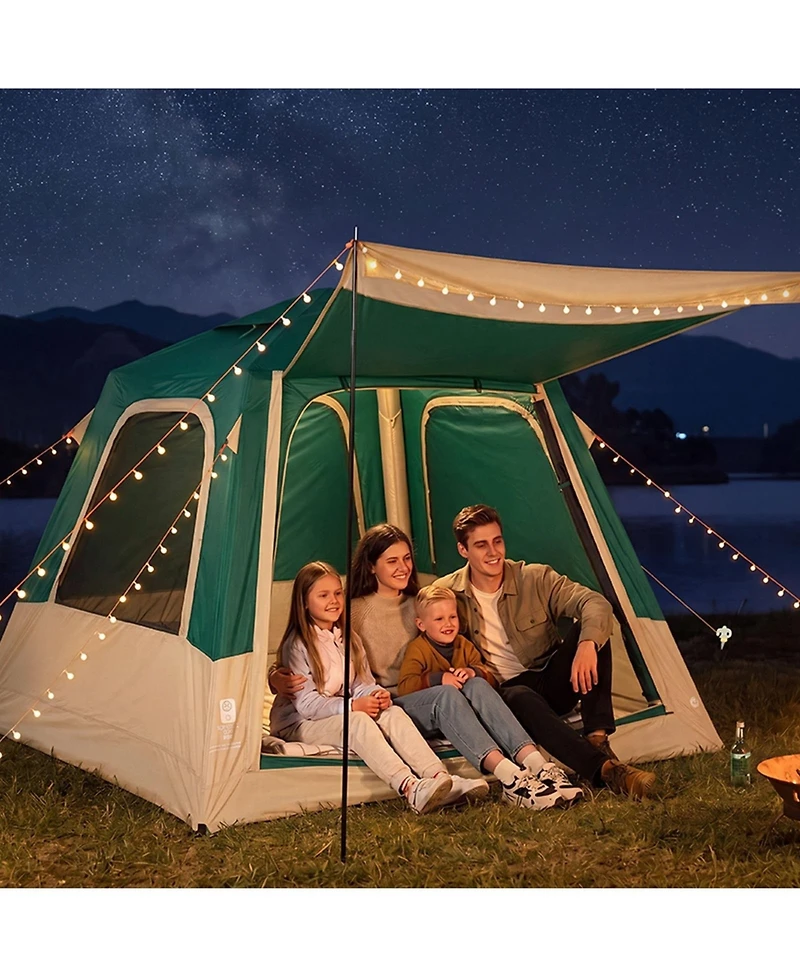 Hongge 4 Person Inflatable Cabin Camping Tent with Rechargeable Pump Tpu Air Tubes and 5 Mesh Windows