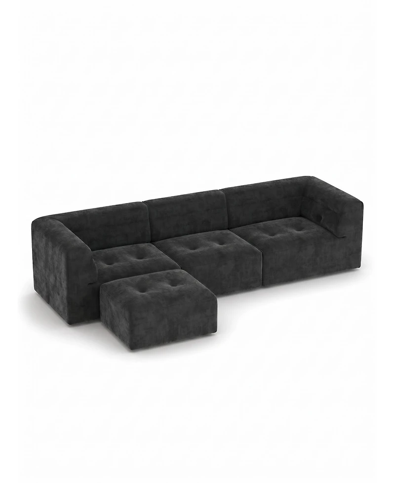 Aheaplus 4-Seater L-Shaped Modular Sectional Sofa, Boneless Living Room Sofa