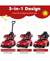 Hongge 3-in-1 Licensed Toddler Push Car with Parent Handle and Ride-On Modes, Ages 1.5-5
