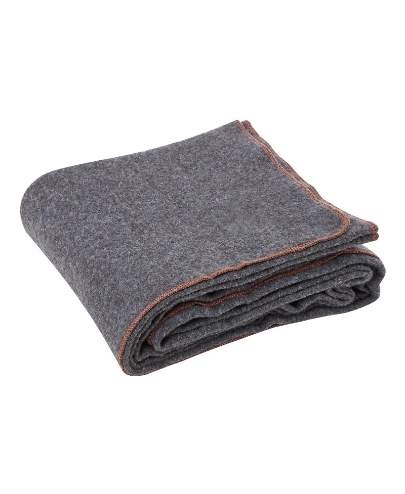 Hongge Warm Wool Blend Stadium Camping Blanket 64 x 88 inches Flame Retardant for Hiking and Travel