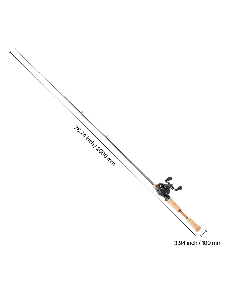 Hongge IM7 Carbon Fiber Baitcasting Rod and Reel Combo 6.5 ft with Cork Handle and Ceramic Ring Guides