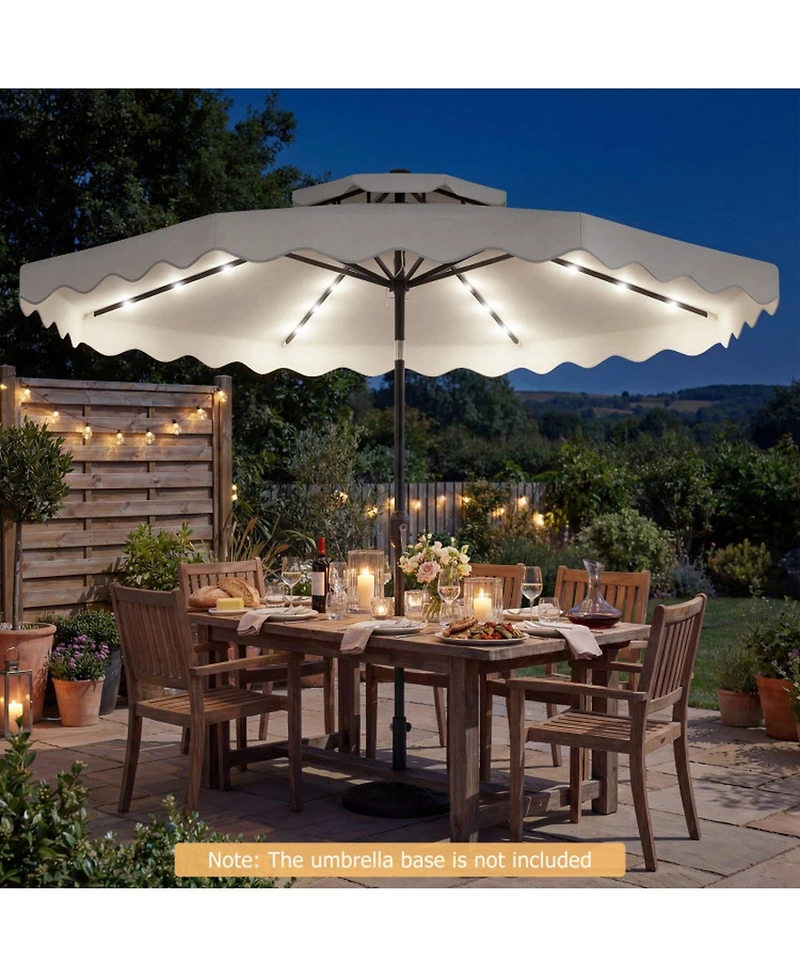 Gouun 9 Ft Solar Led Patio Umbrella with Push-Button Tilt and Crank