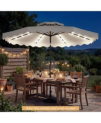 Gouun 9 Ft Solar Led Patio Umbrella with Push-Button Tilt and Crank