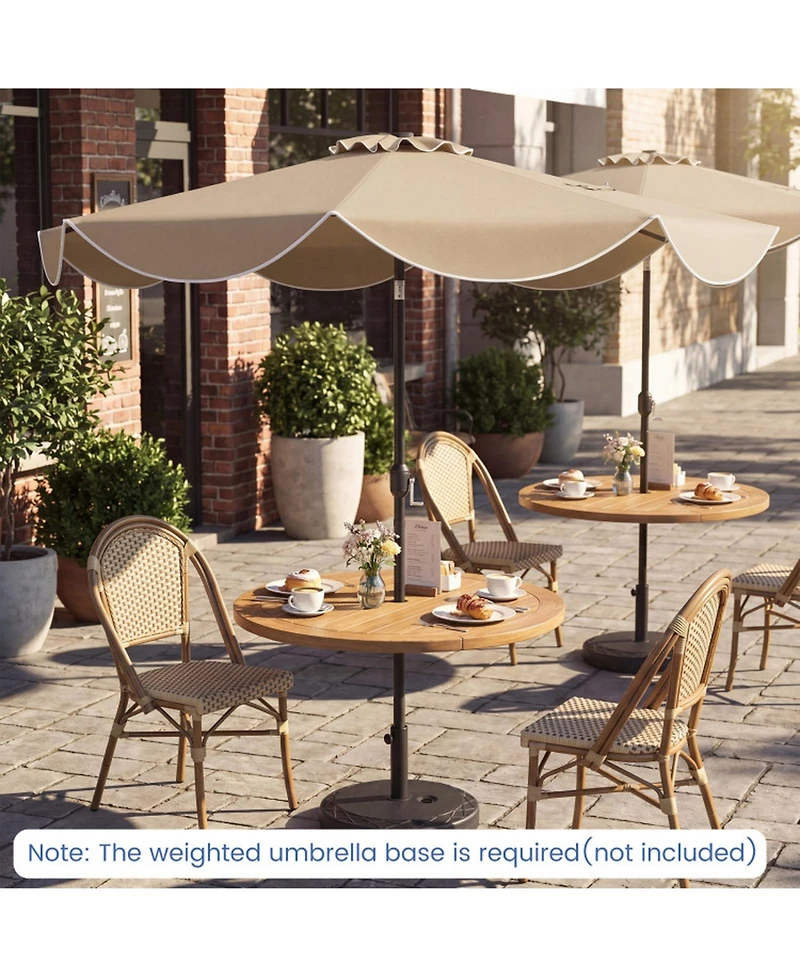 Gouun 10 feet Scalloped Solar Patio Umbrella with 24 Led Lights and Tilt