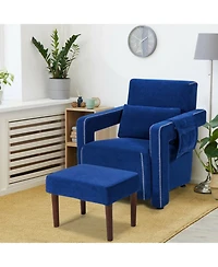 Gouun 31 Inch Berber Fleece Accent Chair with Matching Ottoman and Lumbar Pillow