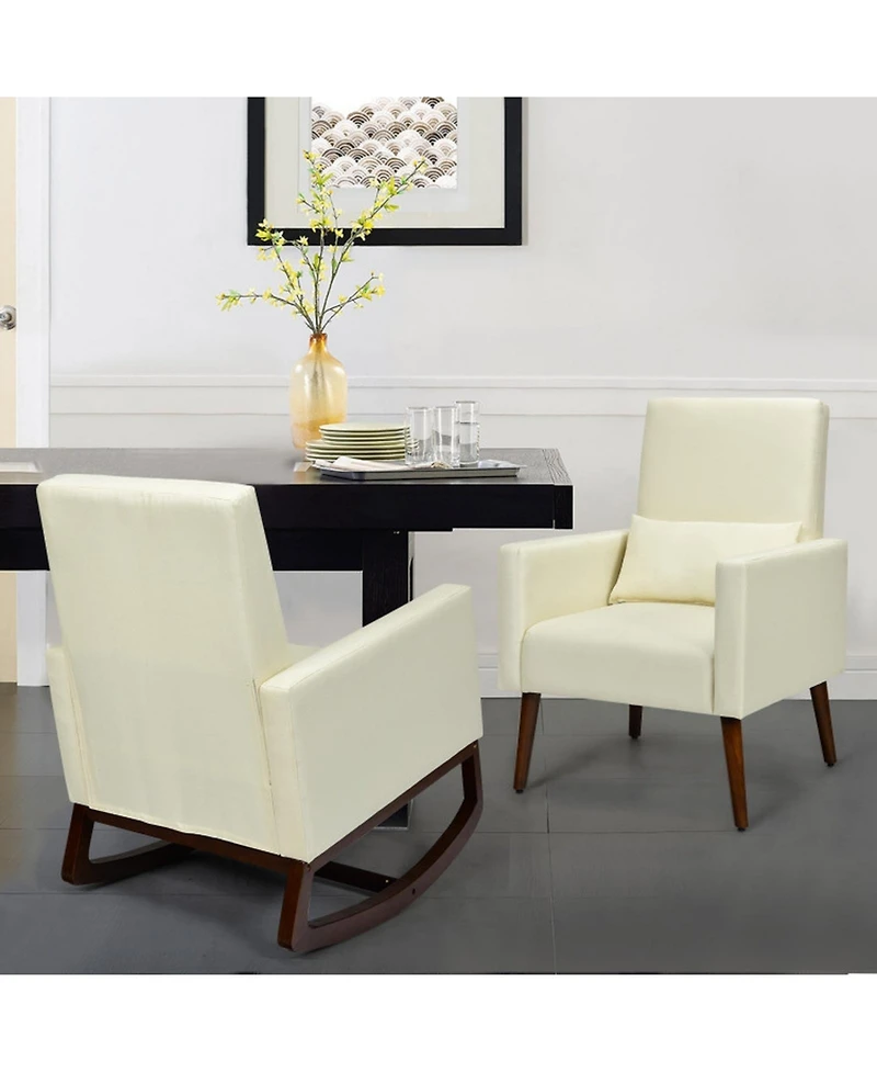 Gouun 2-in-1 Convertible Rocking and Stationary Upholstered Armchair