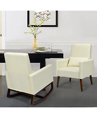 Gouun 2-in-1 Convertible Rocking and Stationary Upholstered Armchair