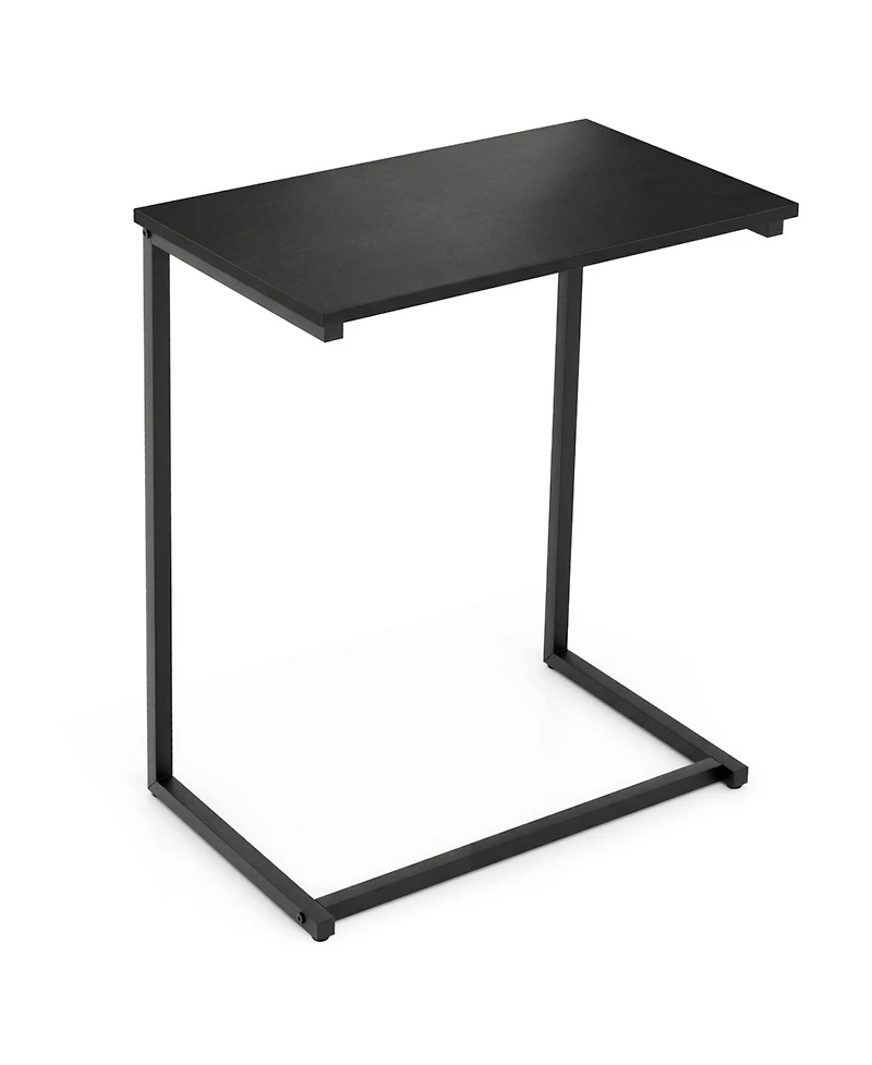 Slickblue C-Shaped Sofa End Table with Metal Frame for Drinks and Laptop Use