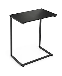 Slickblue C-Shaped Sofa End Table with Metal Frame for Drinks and Laptop Use