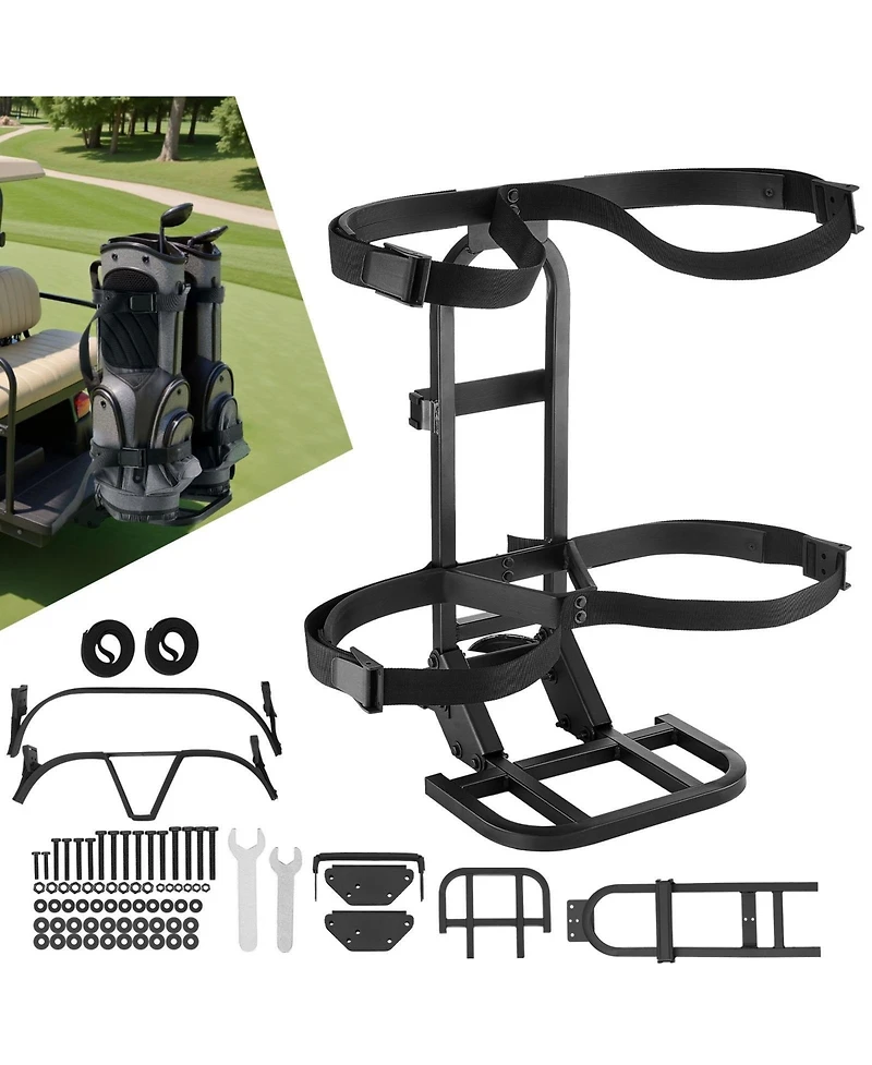 Sugift Golf Cart Rear Seat Bag Holder in Carbon Steel No-Drilling Installation