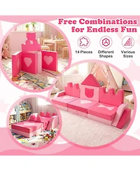 Hongge 14-Piece Modular Kids Play Couch with Washable Covers