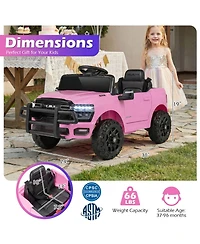 Hongge 12V Kids Ride-On Pickup Truck with Remote Control and Led Lights, 66 lbs, Ages 3-8