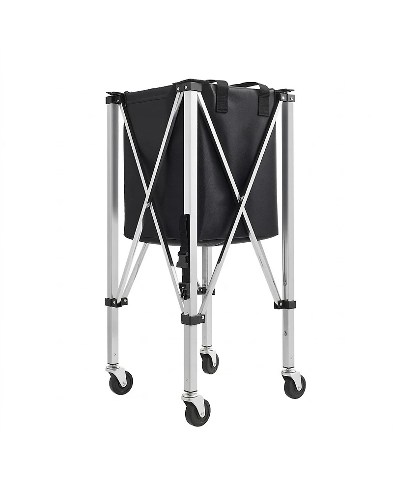 Hongge Stainless Steel Tennis Ball Hopper Cart Holding 200 Balls with Locking Swivel Wheels and Storage Bag