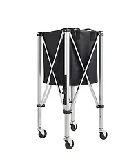 Hongge Stainless Steel Tennis Ball Hopper Cart Holding 200 Balls with Locking Swivel Wheels and Storage Bag