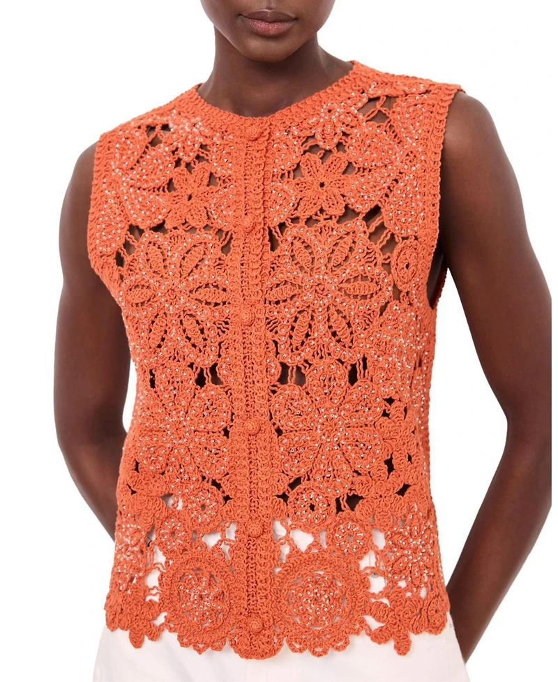 Mint Velvet Women's Cotton Blend Crochet Top