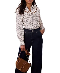 Mint Velvet Women's Amour Print Bow Shirt