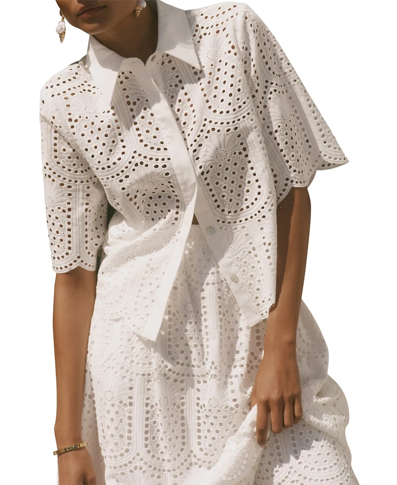 Mint Velvet Women's Cotton Broderie Shirt