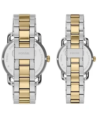 Fossil Unisex Copeland Quartz Two-Tone Stainless Steel Watch Set 42mm and 34mm