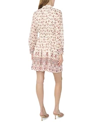 CeCe Women's Floral-Print Long-Sleeve Collared Dress