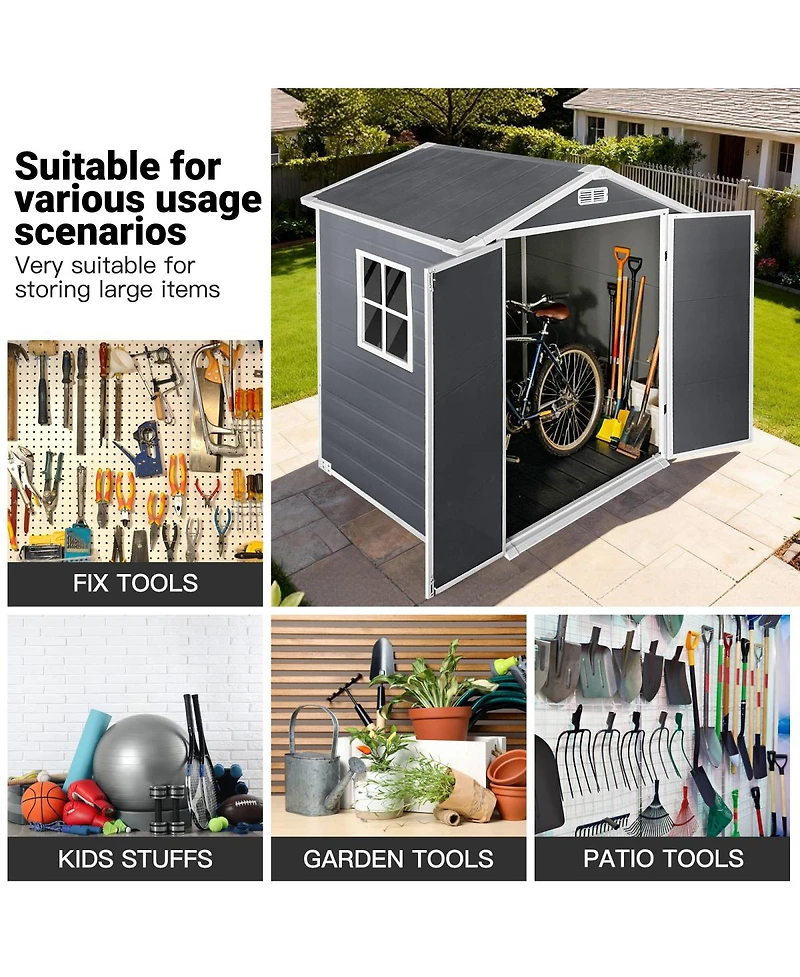Streamdale Furniture 6x 4 Feet Plastic Outdoor Storage Shed with Lockable Door