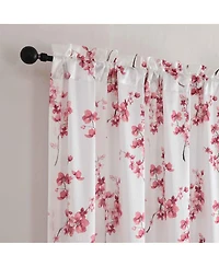 Kate Aurora 1 Piece Printed Cherry Blossom Rod Pocket Window Curtain Panel