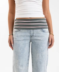 Em & Cass Juniors' Pull-On Low-Rise Wide-Leg Denim
