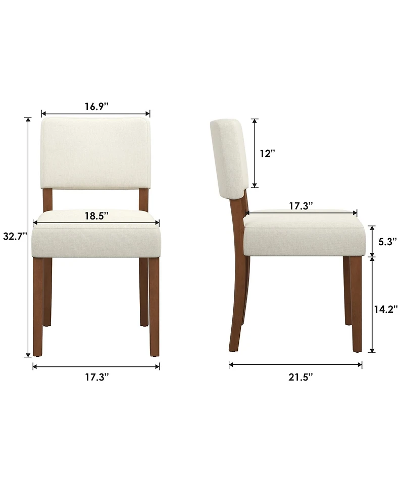 homfan Dining Chairs Set of Upholstered Fabric Armless Kitchen Side with Walnut Wood Legs Padded Seat and Back for Room Living