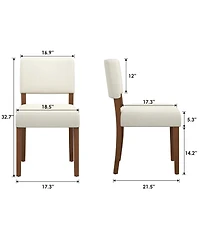 homfan Dining Chairs Set of Upholstered Fabric Armless Kitchen Side with Walnut Wood Legs Padded Seat and Back for Room Living