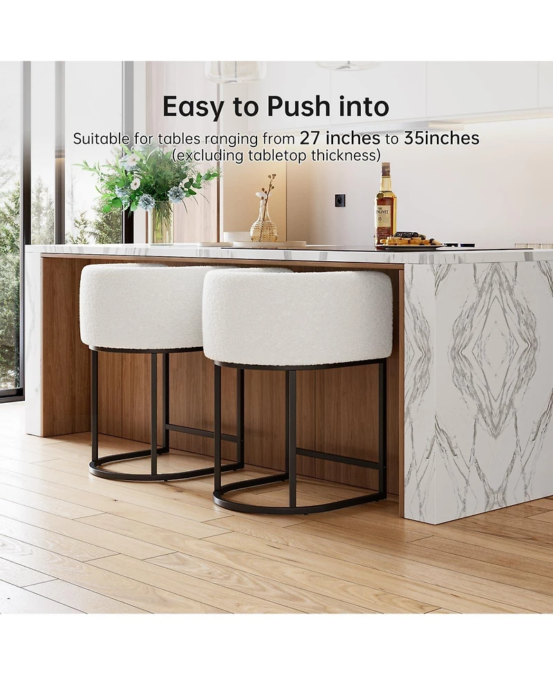 homfan Set of 4 Counter Height Bar Stools - Modern Upholstered Chairs with Back and Arms, Metal Frame for Kitchen Island or