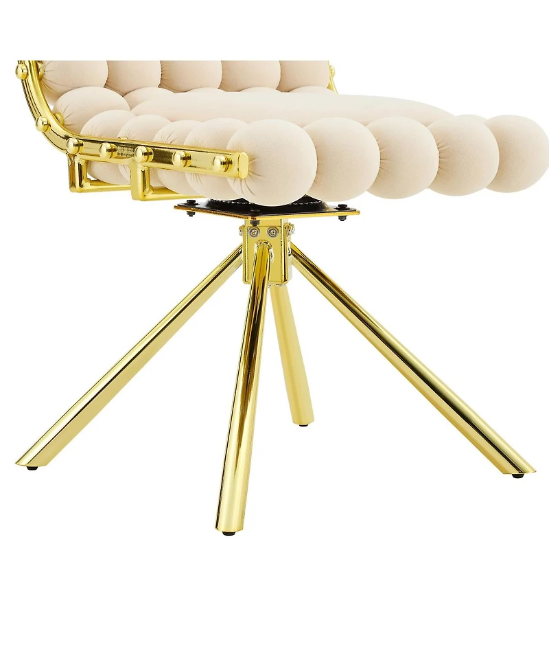 Streamdale Furniture Bubble Tufted Velvet Swivel Accent Chair with Metal Frame