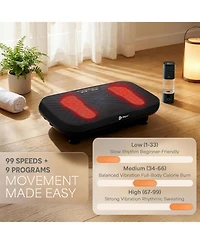 Lifepro Vibration Plate Exercise Machine with Light Therapy Low Impact Platform and Resistance Bands