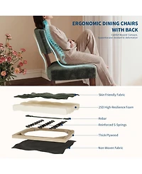 homfan Mid-Century Modern Dining Chairs Set of 2 Upholstered Style Inspired Chenille, Curved Backrest, Hardwood Frame, Farmhouse Accent