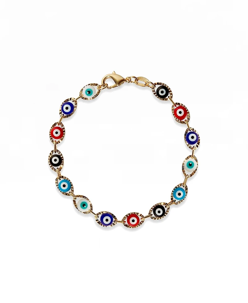 The M Jewelers Evil Eye Link Bracelet, 18KT Gold-Filled