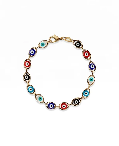 The M Jewelers Evil Eye Link Bracelet, 18KT Gold-Filled